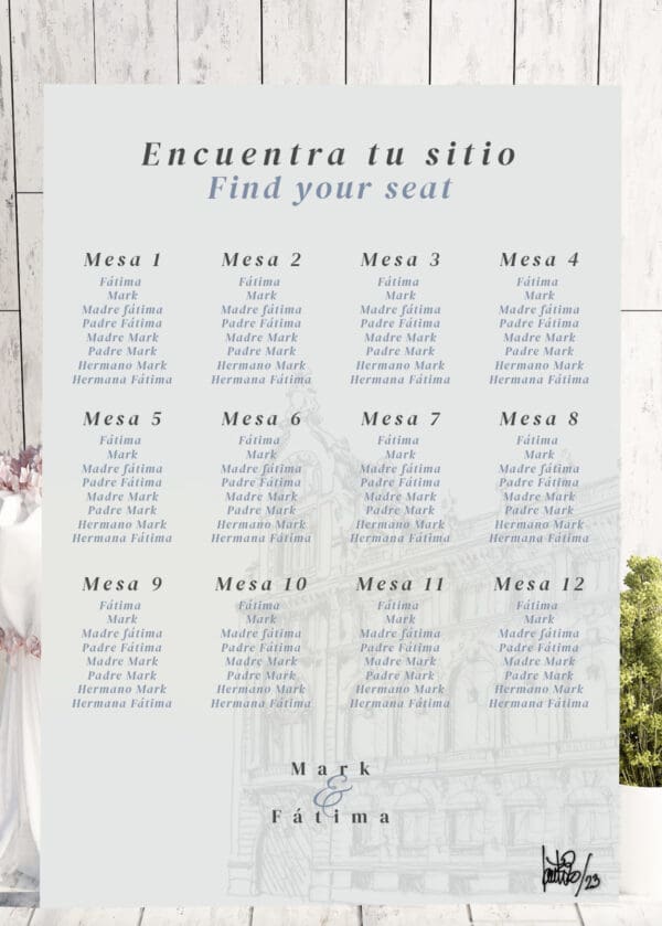 Seating plan de boda