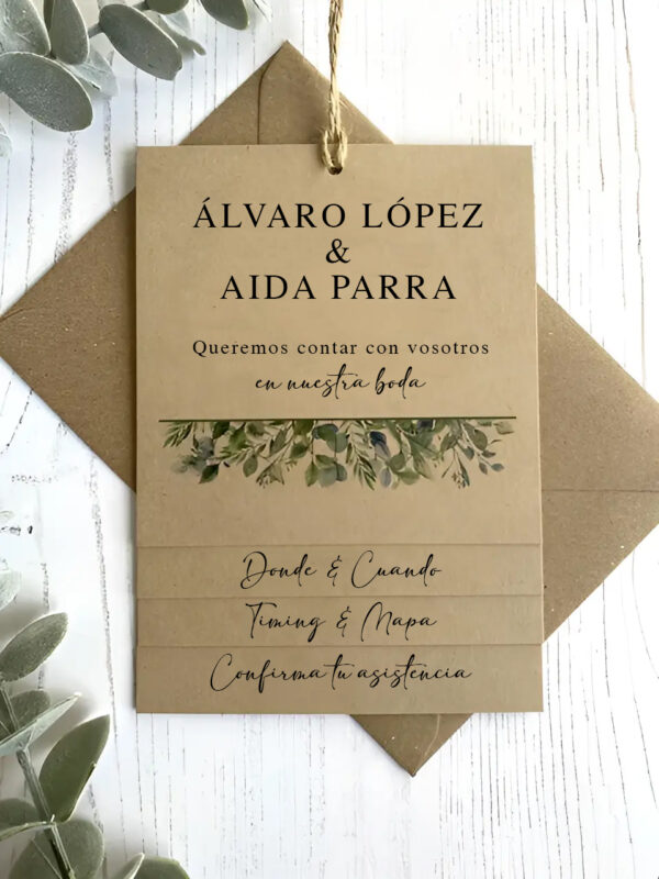 Invitación boda en Kraft