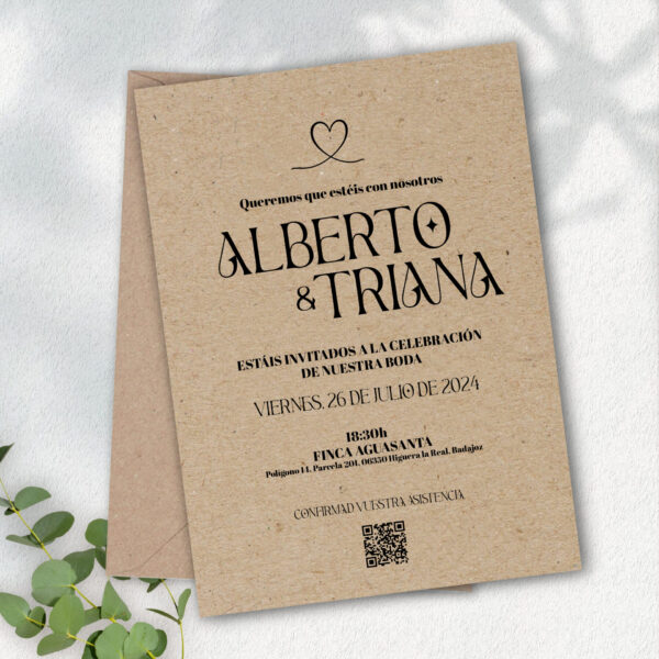 Invitación boda en Kraft